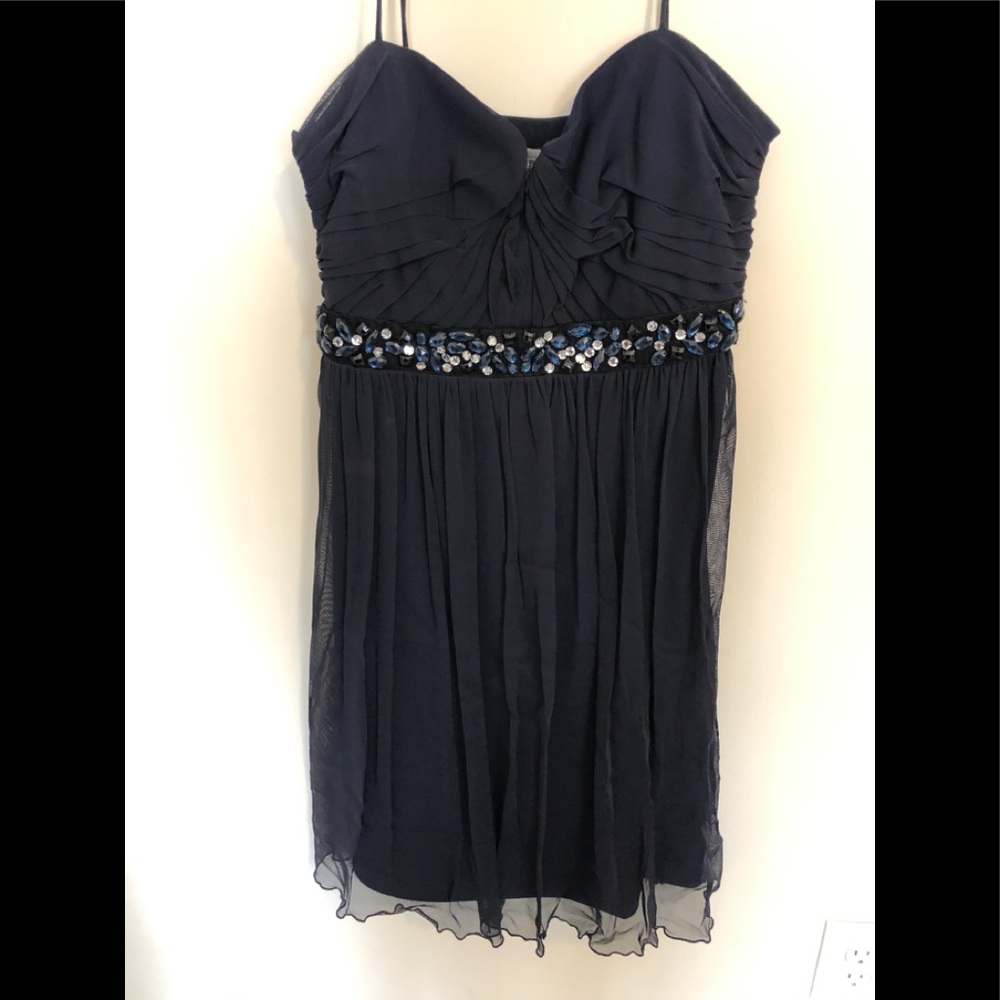 Beautiful midnight blue evening dress with straps